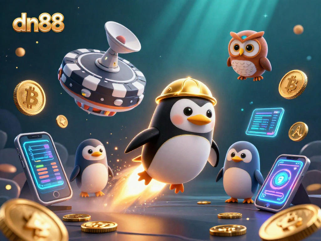 Play engaging games with dn88's innovative casino adventures illustrated in a dynamic 3D scene.