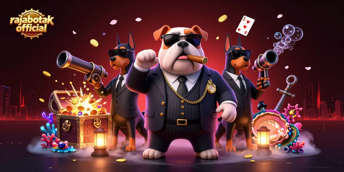 Experience rajabotak official with a dynamic casino scene featuring a mafia bulldog and thrilling game elements.