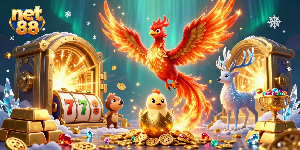 Engage with net 88 by playing vibrant slots amid a grand 3D casino scene.