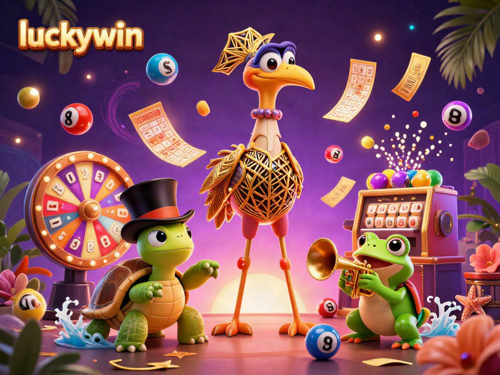Engage in thrilling lottery action with luckywin, as colorful balls and vibrant prizes fill the scene.