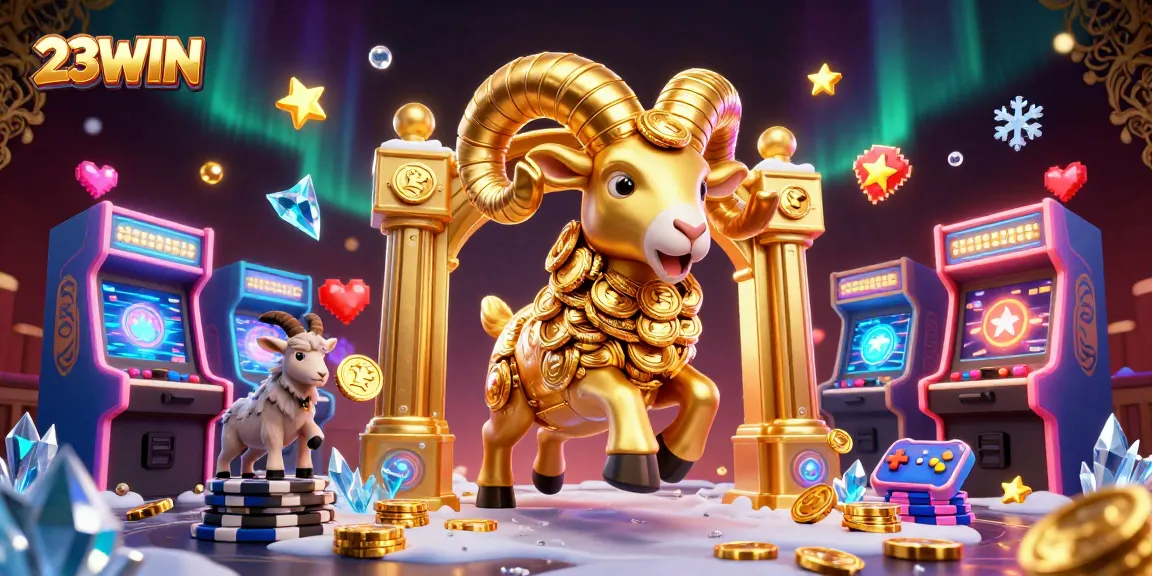 Experience thrilling gameplay with 23WIN's immersive casino atmosphere, featuring a vibrant golden ram.