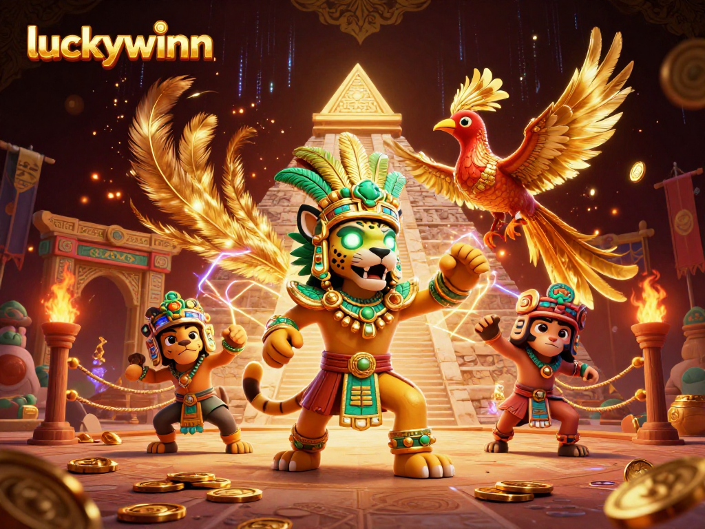 Experience winning strategies with luckywinn in a vibrant 3D casino scene showcasing epic characters and betting tokens.