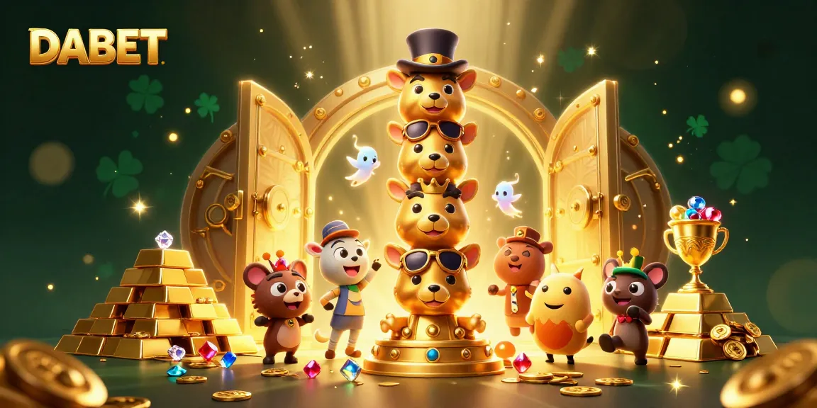 DABET's vibrant casino illustration showcases a colorful totem pole and riches, enhancing gameplay excitement.