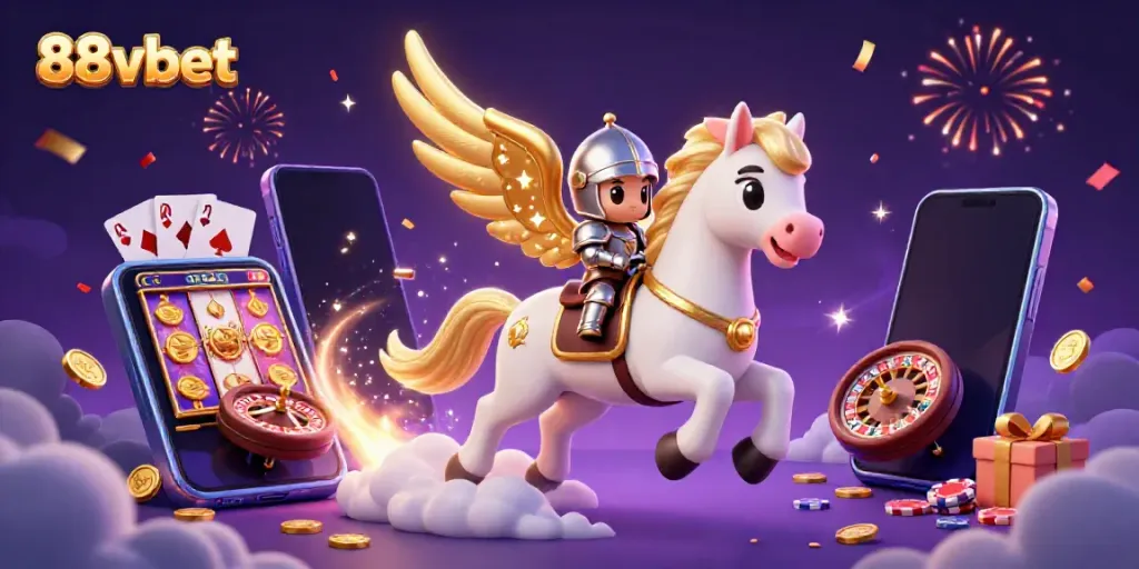 Experience the excitement of gambling with 88vbet featuring a mythical horse and dynamic gaming elements.