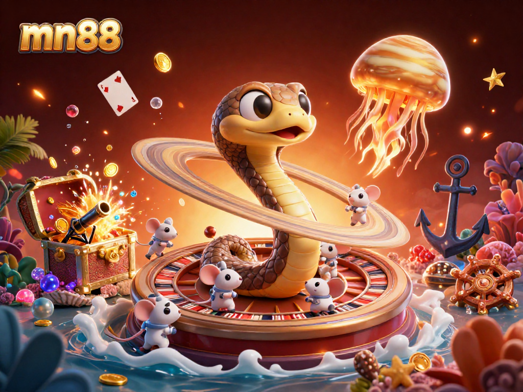 Engage with mn88's thrilling cosmic casino scene featuring a roulette wheel and clever bets.