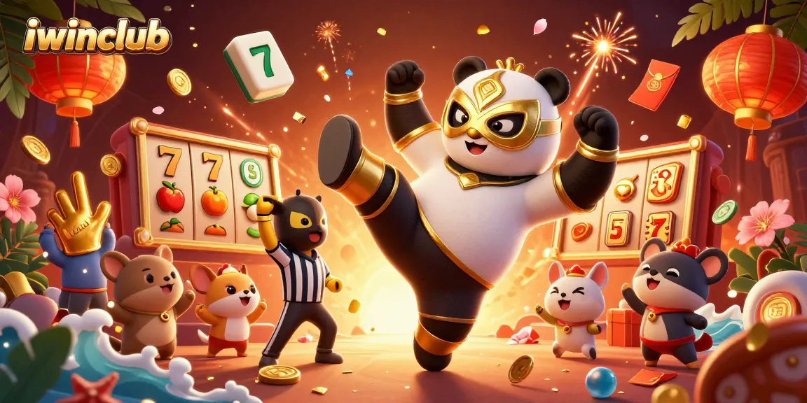 Experience excitement at iwinclub with lively 3D cartoon characters celebrating win moments in a casino.