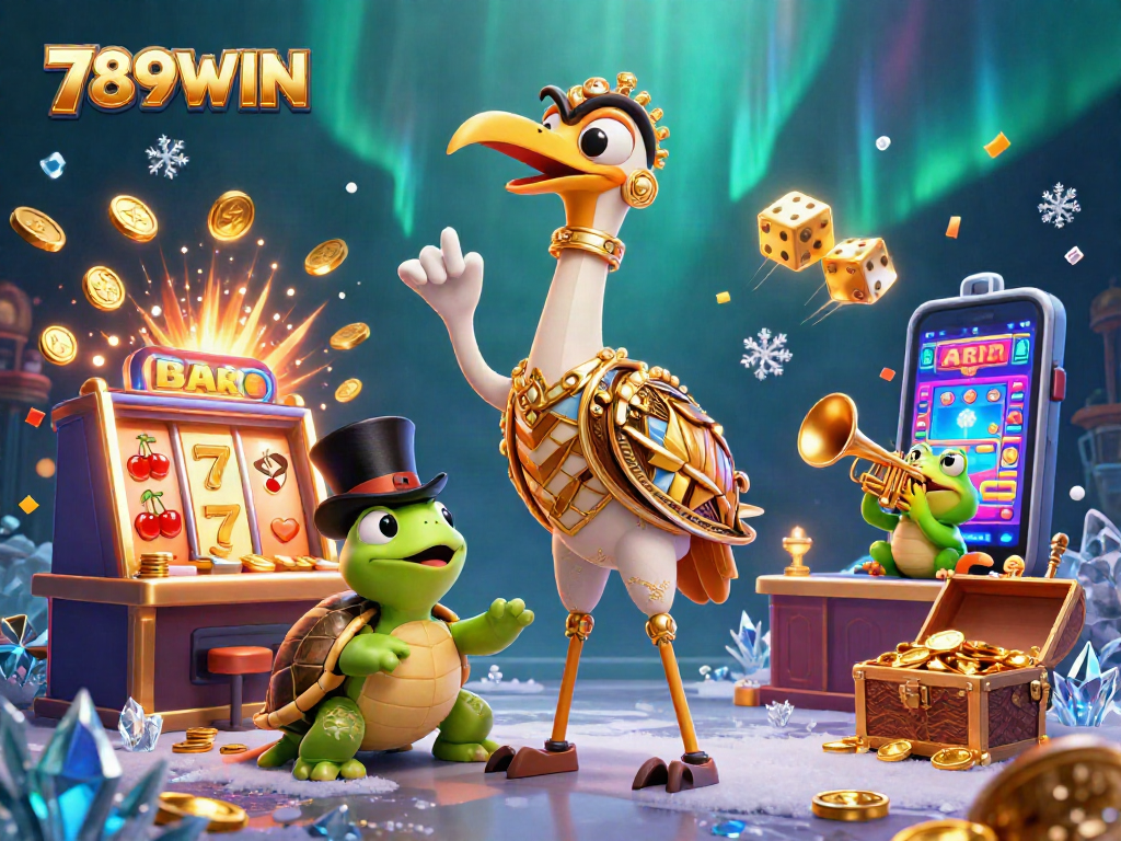Experience the excitement of 789WIN with a vibrant casino scene featuring engaging characters and dynamic game elements.
