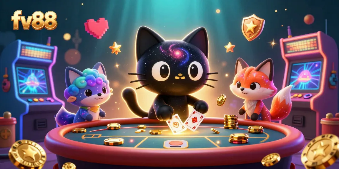 Experience thrilling games at fv88 with a whimsical cosmic theme featuring a black hole cat.