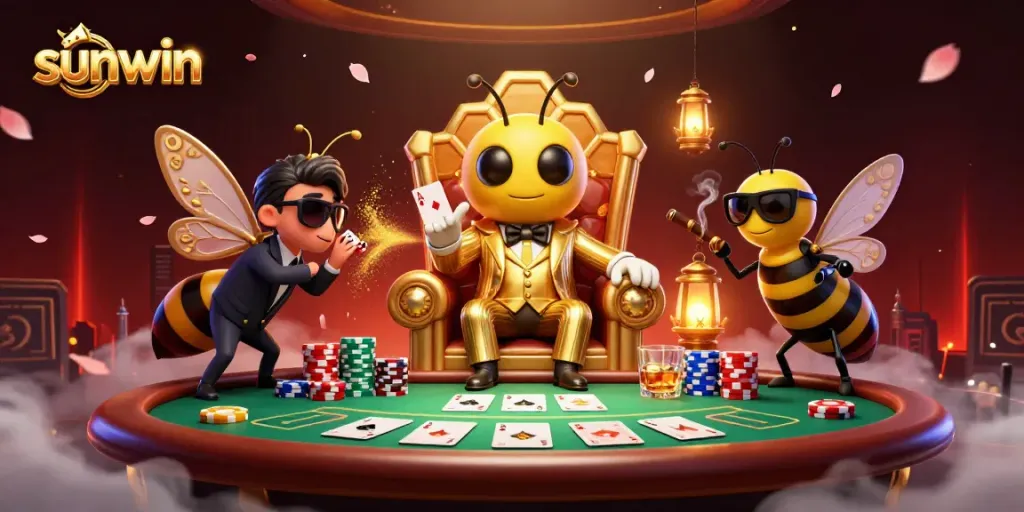 Experience thrilling gameplay at Sunwin with a buzzing bumblebee boss and vibrant casino elements.
