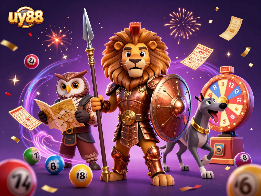 Engage with uy88 to win colorful lottery prizes in this vibrant casino scene.