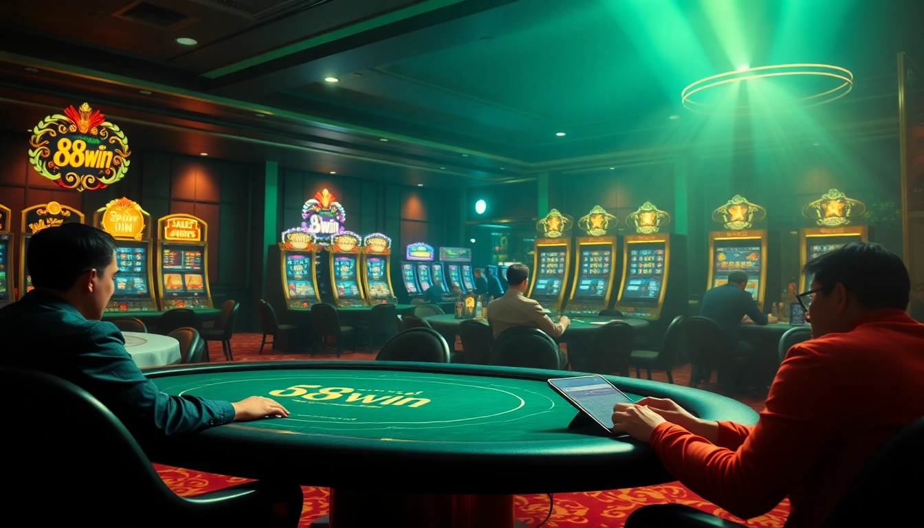 Experience high-stakes poker and vibrant slots at 68win's luxurious casino environment.