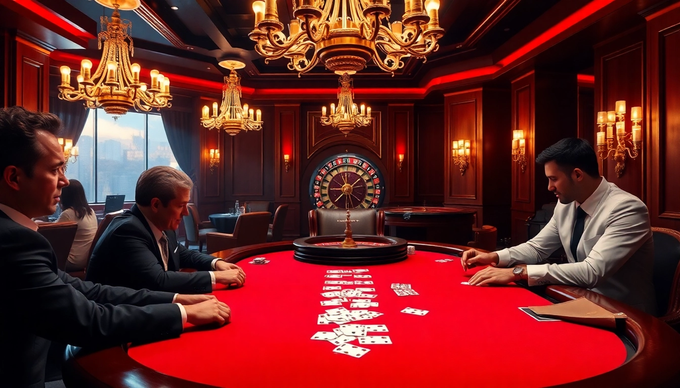 Players strategizing at a 789P poker table in a luxurious casino setting.