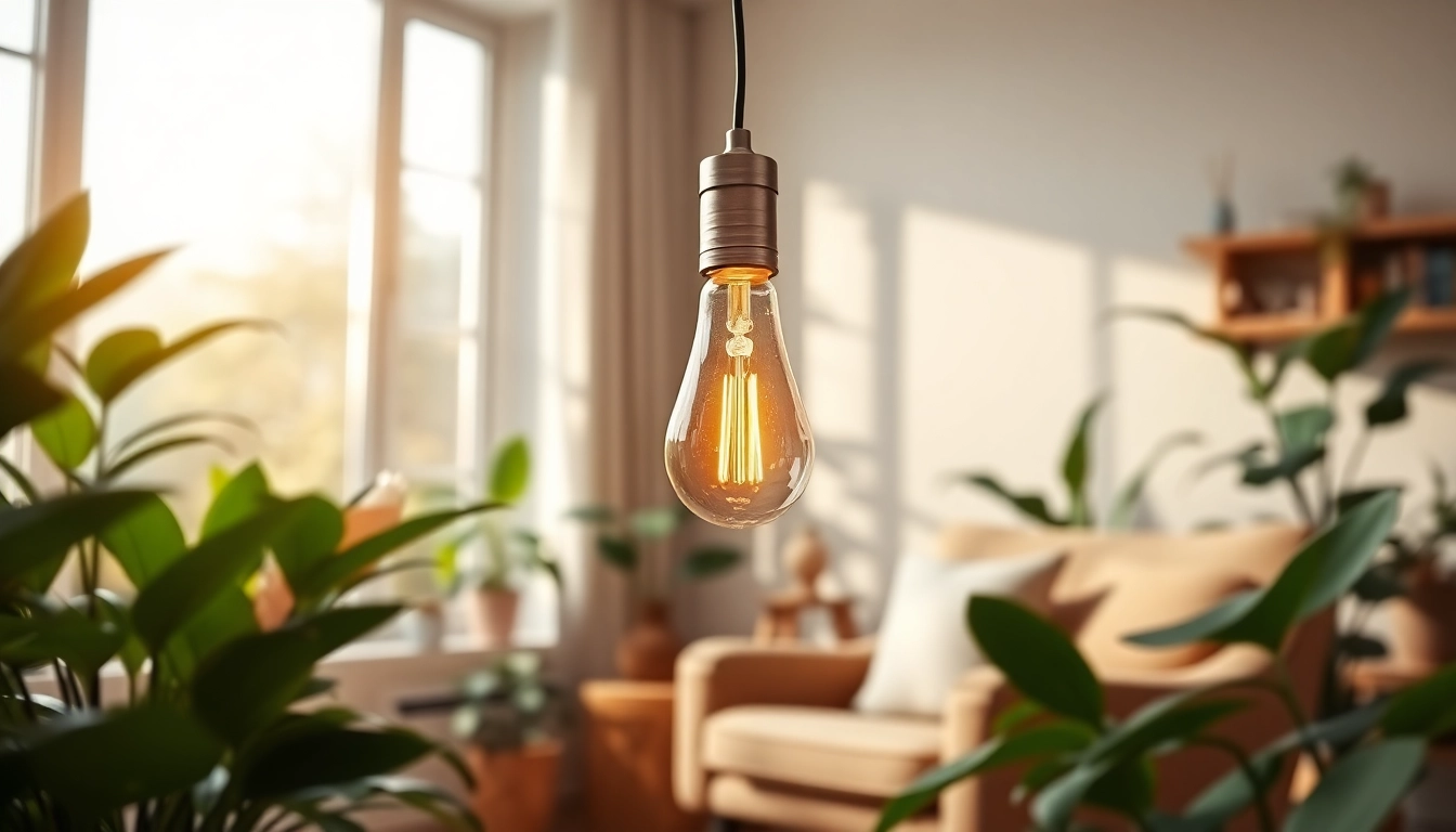 Illuminating led a19 bulb in a cozy living room reading nook.