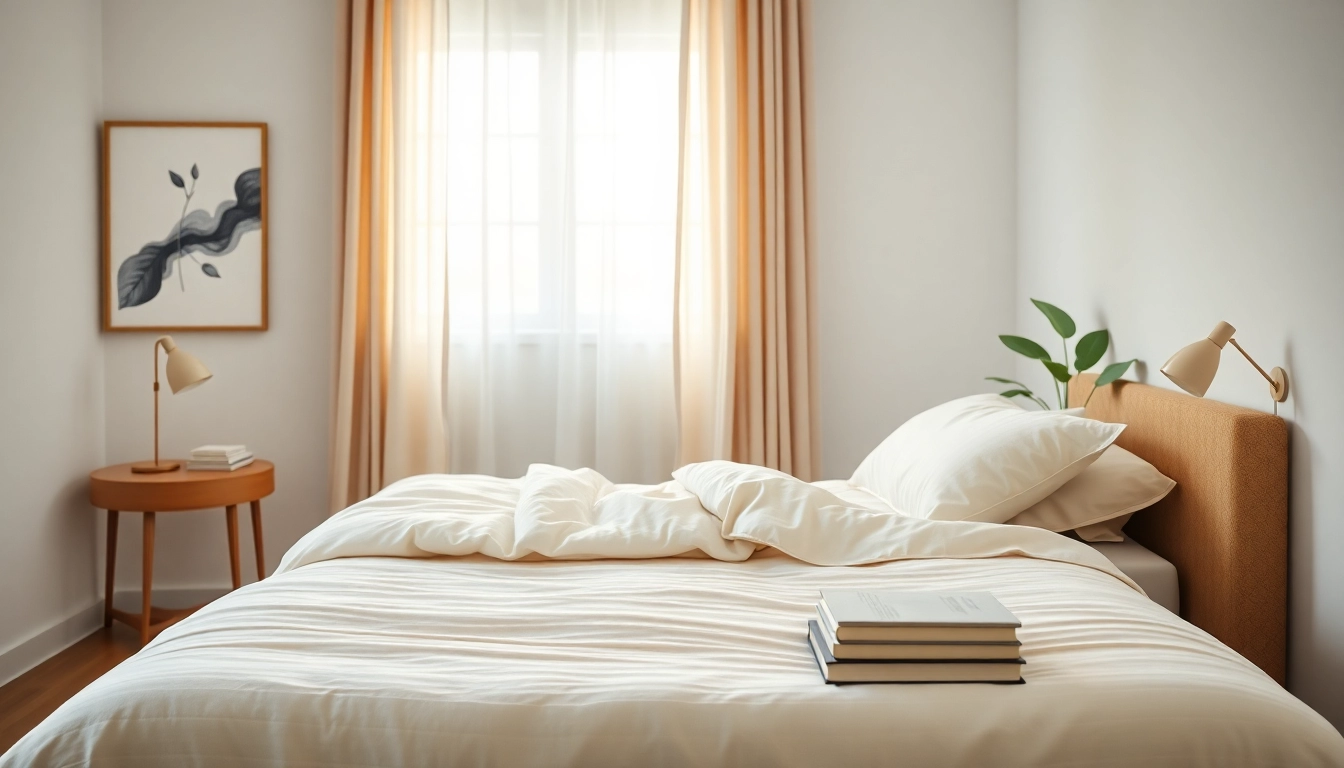 Cozy twin size bed adorned in soft pastels and inviting decor in a well-lit bedroom.