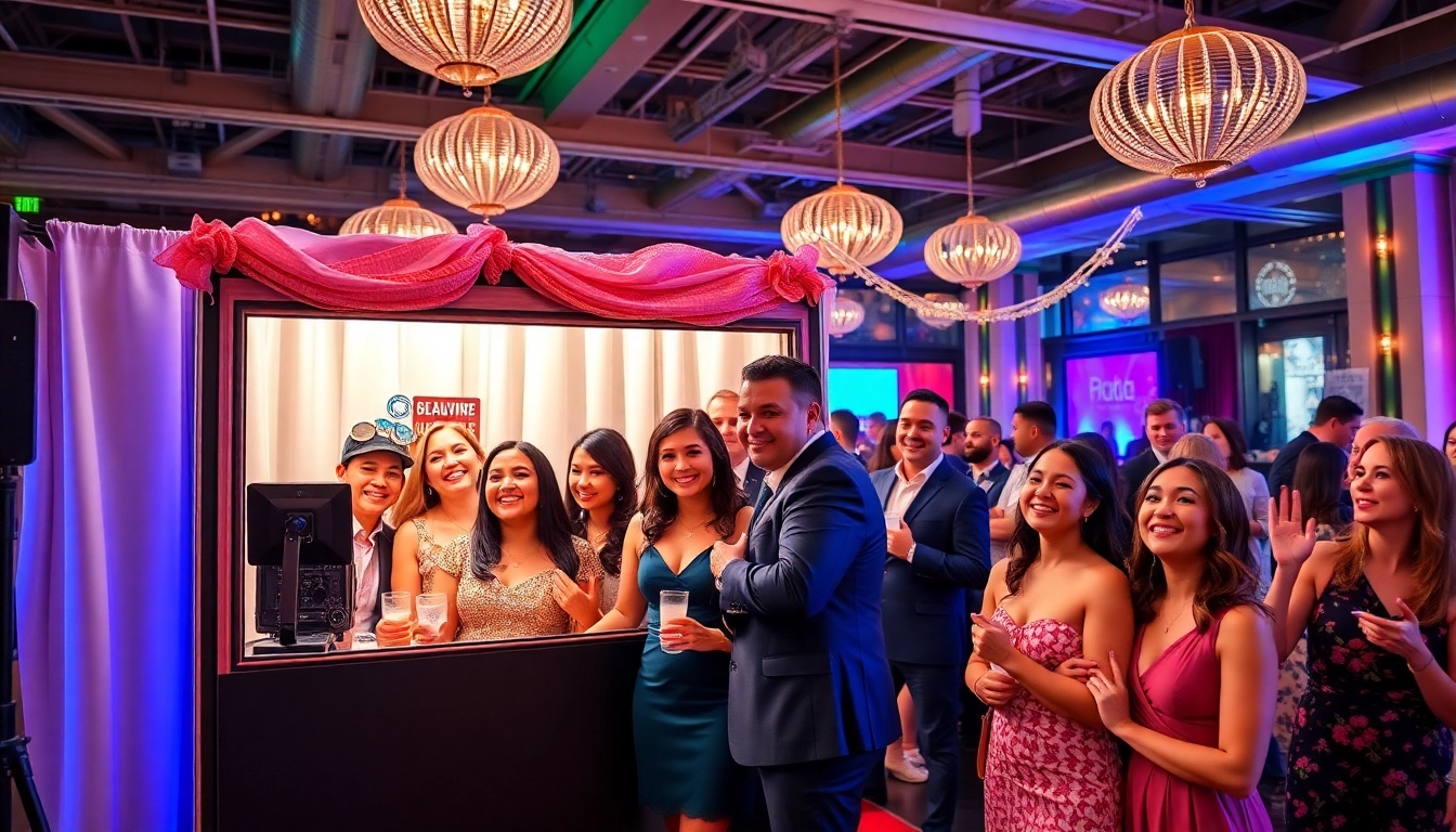 Engage guests at a lively photo booth rental chicago event, featuring vibrant props and an inviting atmosphere.
