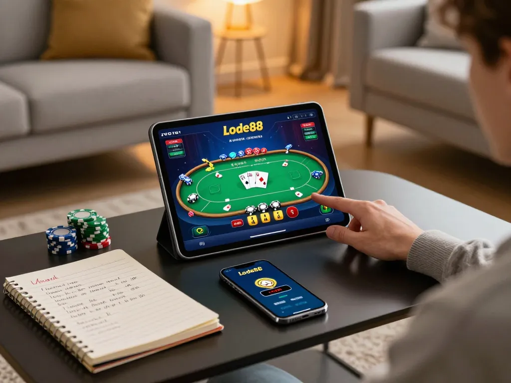 Engage in thrilling online gaming action with Lode88 as players strategize in their cozy setups.