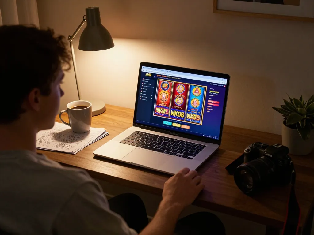 Experience dynamic gameplay at NK88 casino from the comfort of home with online gaming interface and cozy setup