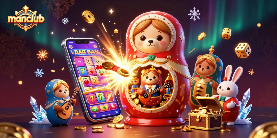 Experience the thrill of manclub with cartoon characters and vibrant casino elements in an exciting gaming scene.