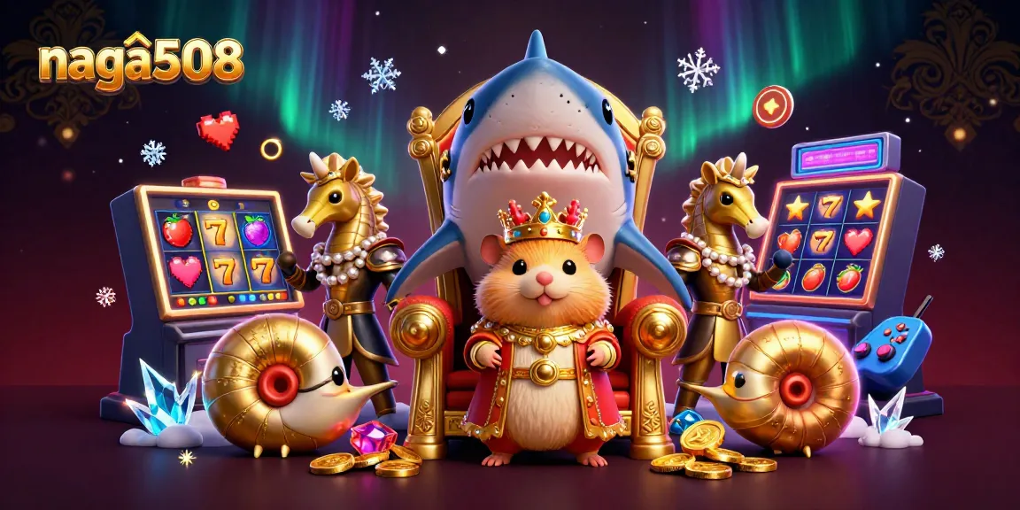 Naga508 offers thrilling slot gameplay with a regal hamster king overseeing arcade action.