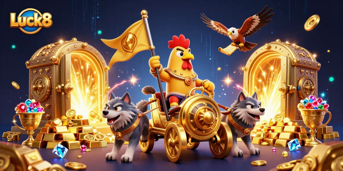 Experience the excitement of Luck8 with gaming action featuring treasure and vibrant casino elements.