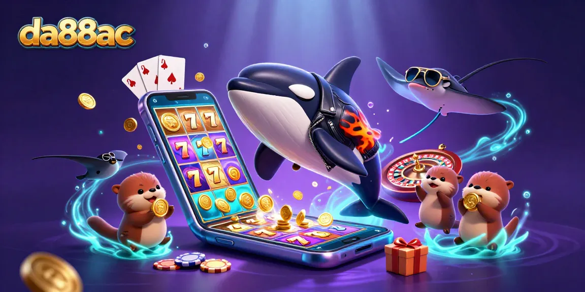 Engage in thrilling slot gameplay with da88ac as an orca biker, stingray, and otters celebrate wins!