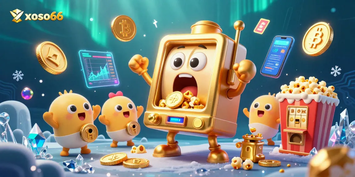 xoso66 slot machine celebrating big wins with baby slots in a vibrant 3D casino scene.